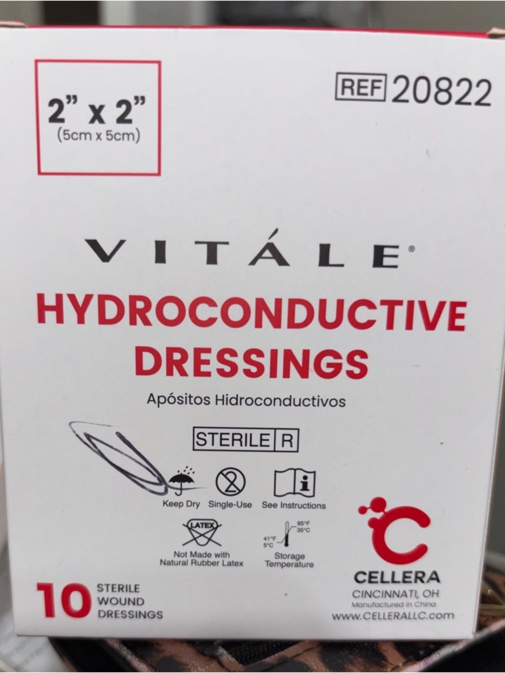 Vitále Hydroconductive Dressings - White with Red Accents **LOT OF 2**